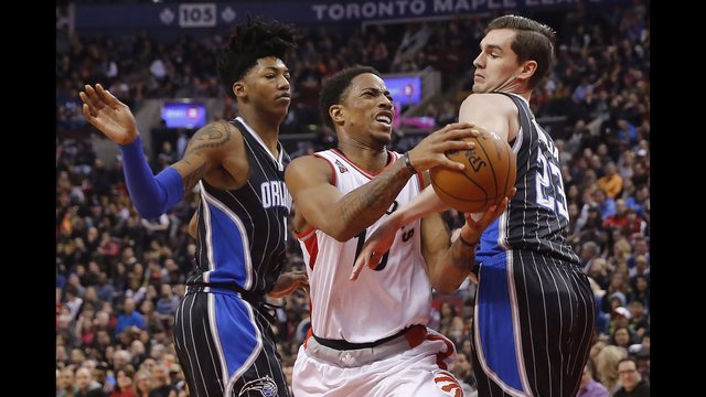 Biyombo's double-double lifts Raptors over Magic